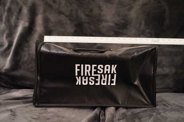 Black bag with 'FIRESAK' branding on a dark background