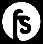 Black 'fs' logo in a circle on a white background
